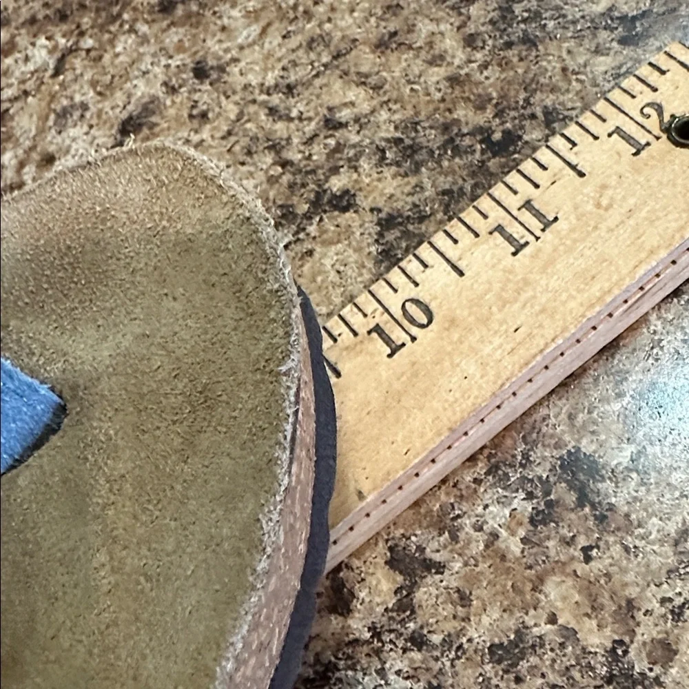 Marina Luna Blue Leather Cork Wedge Sandals